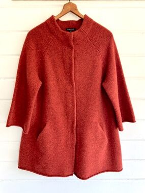 EILEEN FISHER 100% Wool Cardigan/Coat in Heather Rust - L